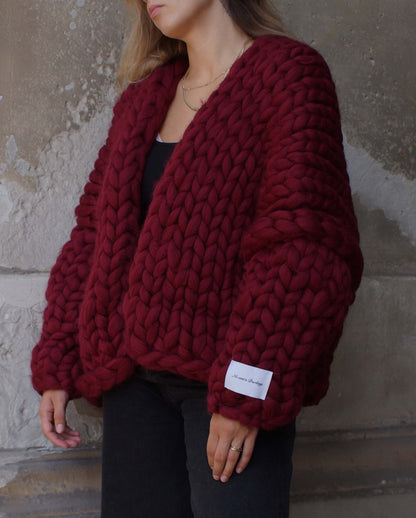 OVERSIZED CARDIGAN BOLD - BORDEAUX