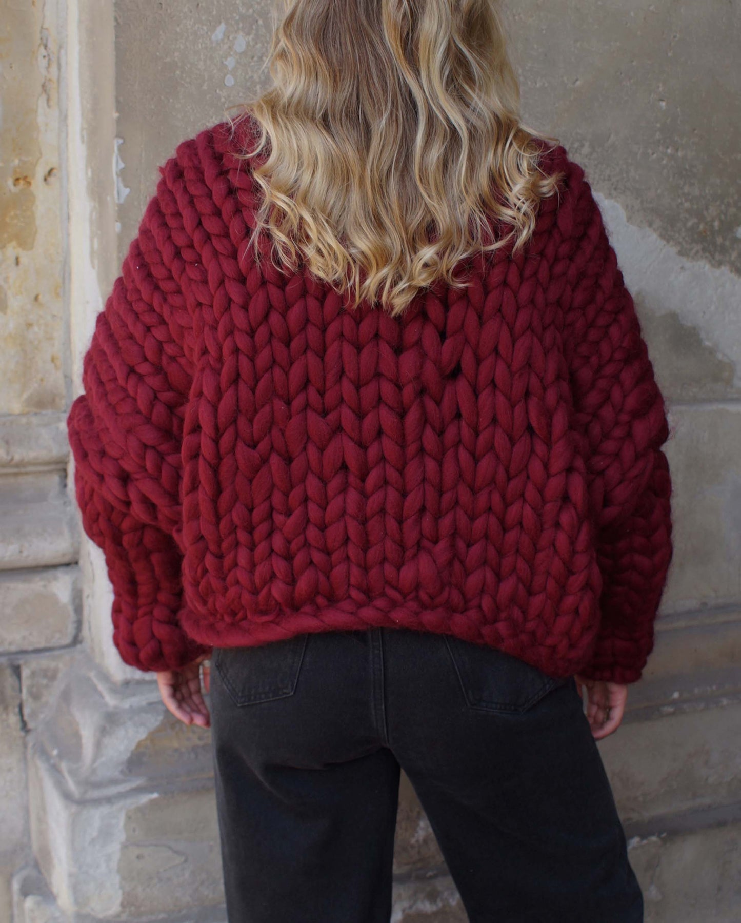 OVERSIZED CARDIGAN BOLD - BORDEAUX