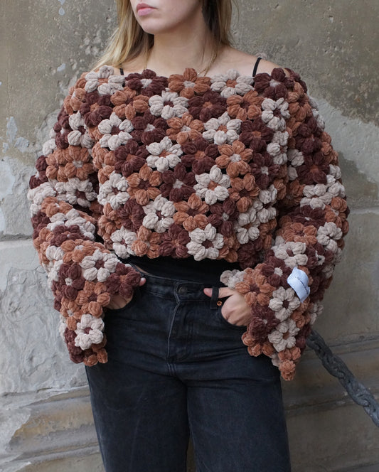 CROPPED PULLOVER BLOOM - BEIGE/BROWN