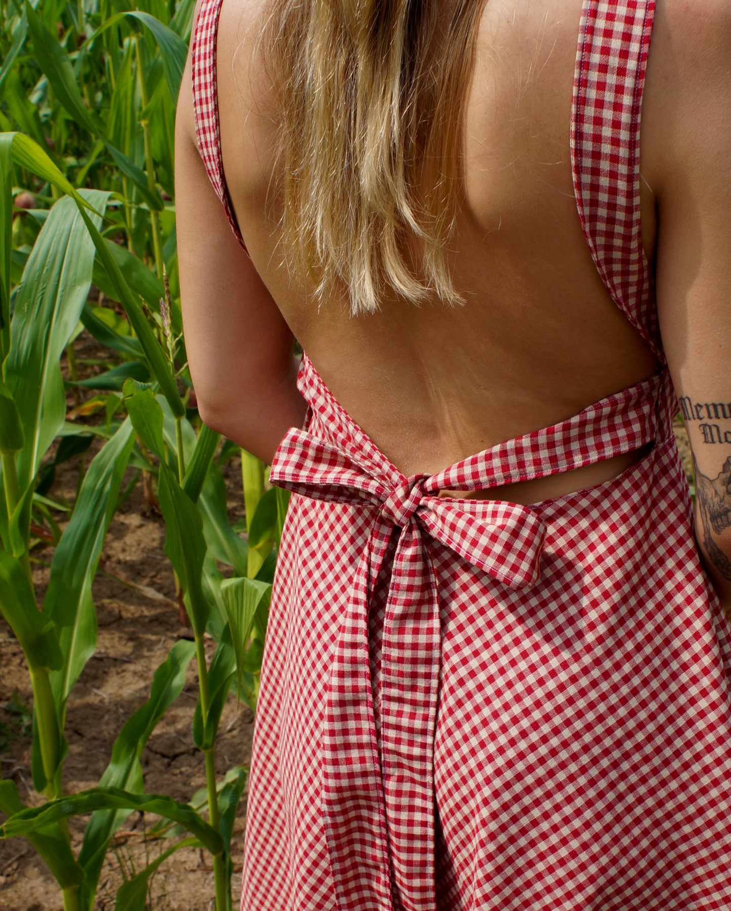 COTTAGE DRESS SCARLET - RED/WHITE