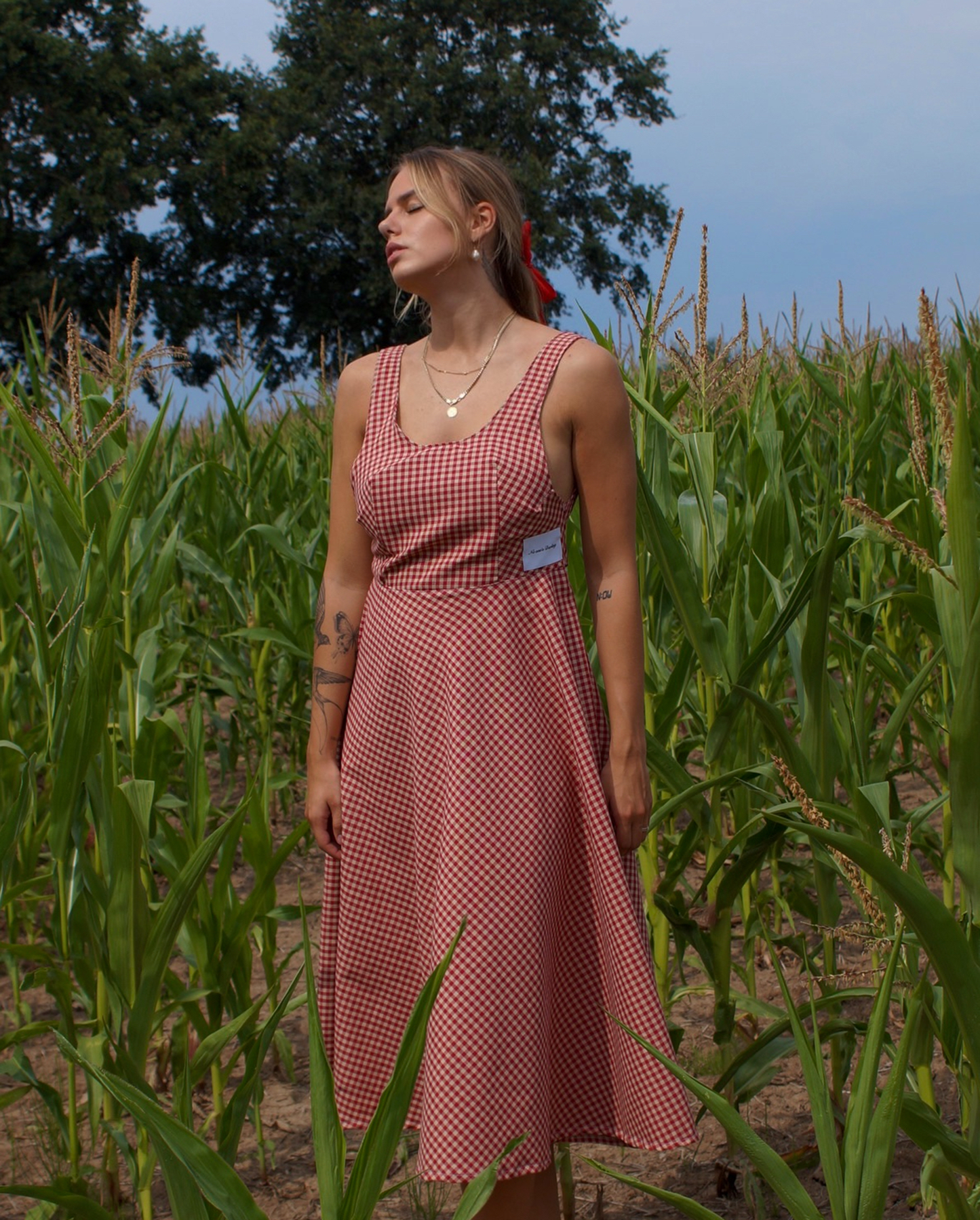 COTTAGE DRESS SCARLET - RED/WHITE