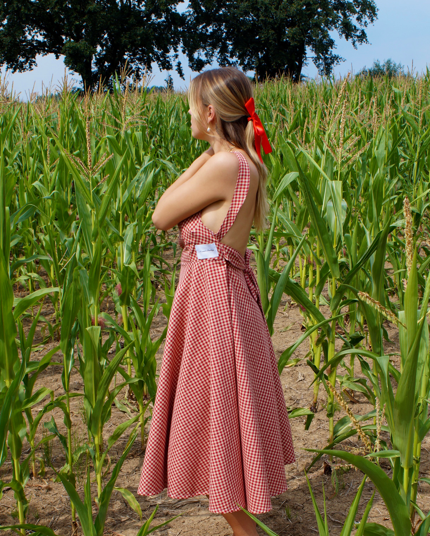 COTTAGE DRESS SCARLET - RED/WHITE